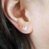 0.45 Carat (ctw) 14K White Gold Round & Princess White Diamond Heart Earrings